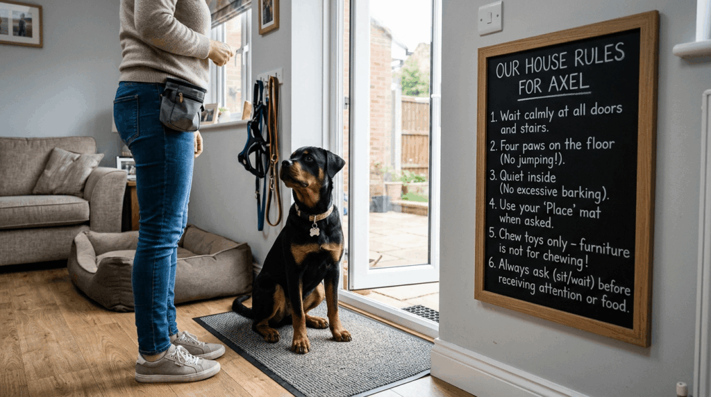 Rottweiler training with house rules and boundaries establishment