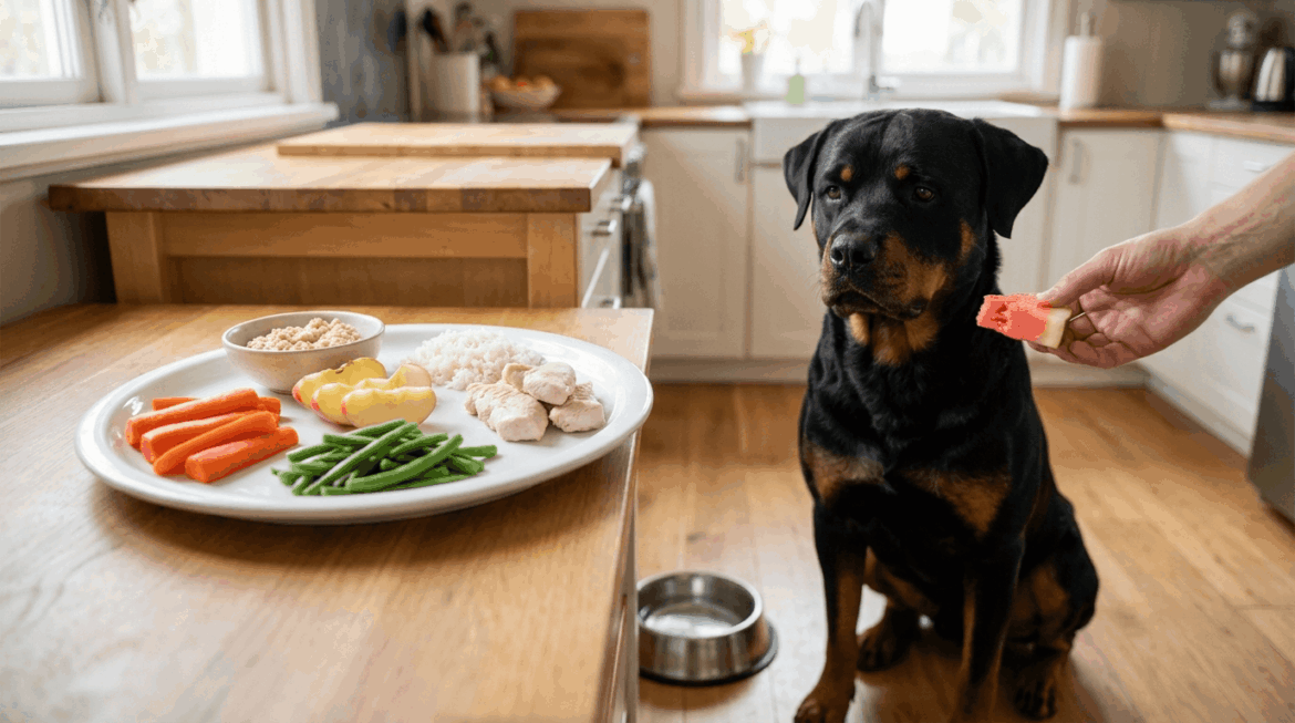 Safe human food options and ingredients for rottweiler diet