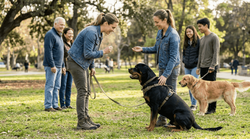 Preventing rottweiler aggression through positive socialization and gentle training methods