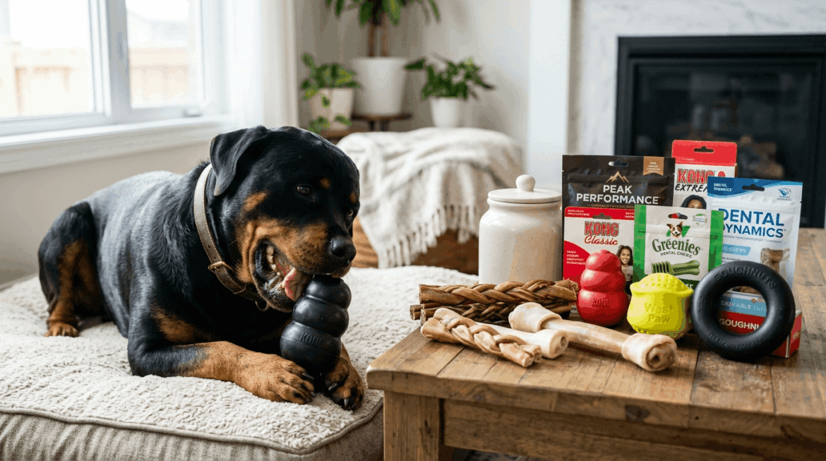 Best chews for rottweilers including durable toys and dental chews for strong jaws