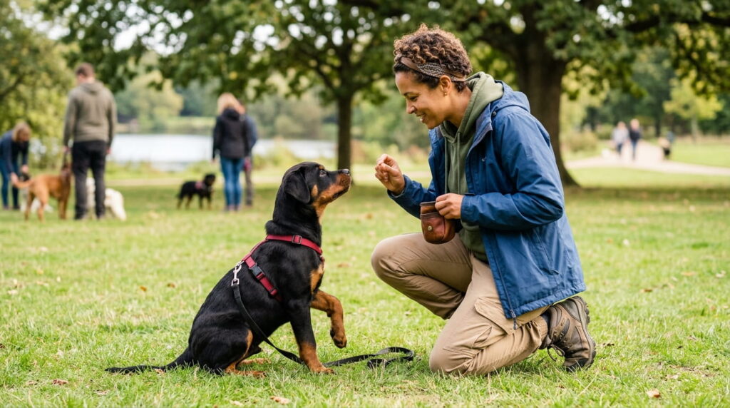 : Rottweiler puppy obedience training with positive reinforcement methods